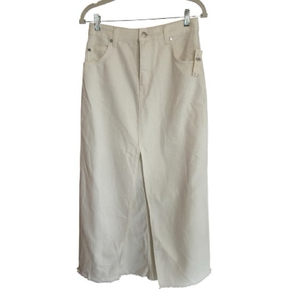 NWT Madi Pilcro Front Split White Denim Skirt - Raw Hem Size 6 - Picture 2 of 10